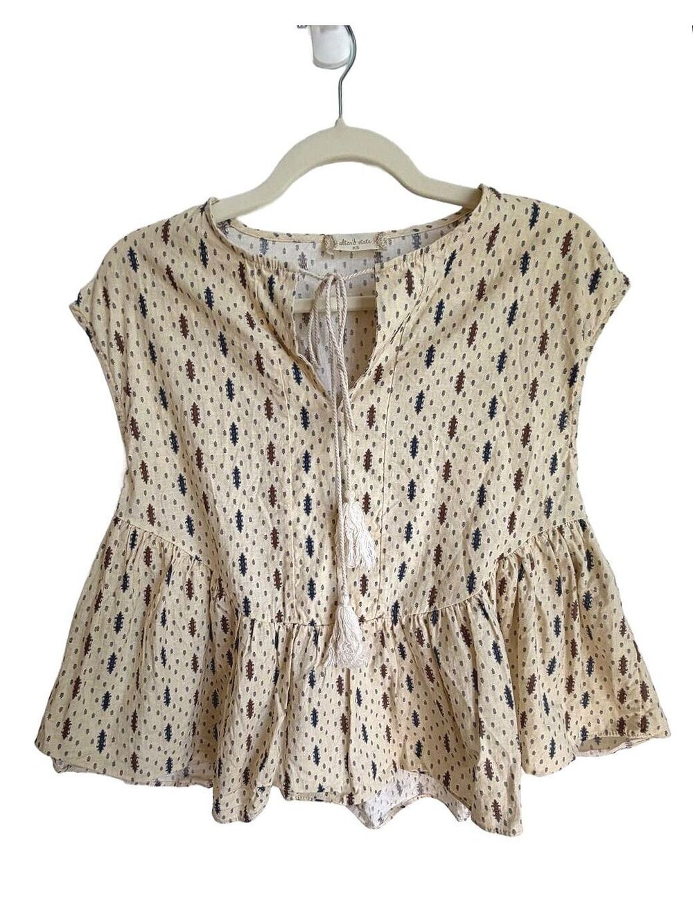 Altar’d State Ruffle Tank Top XS Cream Pale Yellow Boho Feminine